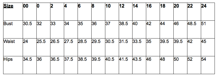 JVN Size Chart | OC Sparkle